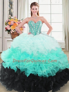 Multi-color Sleeveless Beading and Ruffled Layers Floor Length Quinceanera Dress