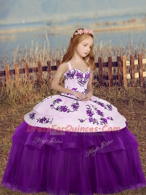 Sleeveless Embroidery Lace Up Little Girls Pageant Dress Wholesale