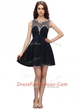 Graceful Black Sleeveless Chiffon Zipper Prom Party Dress for Prom and Party