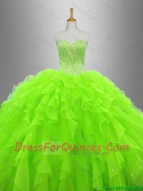 Discount Beaded and Ruffles Quinceanera Gowns in Organza