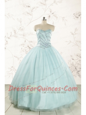 2015 Exclusive Apple Green Quinceanera Dresses with Reinstones