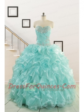 Apple Green Quinceanera Dresses with Beading for 2015