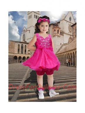 Luxurious A-Line V-neck Knee-length Little Girl Dress with Beading