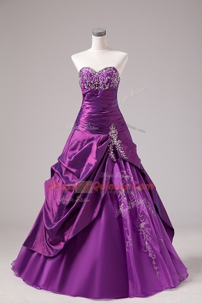 Delicate Organza Sleeveless Floor Length Quinceanera Gown and Embroidery