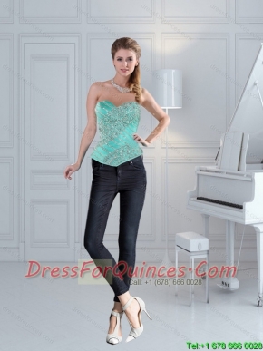 Cute Apple Green Sweetheart Beaded Corset for 2015