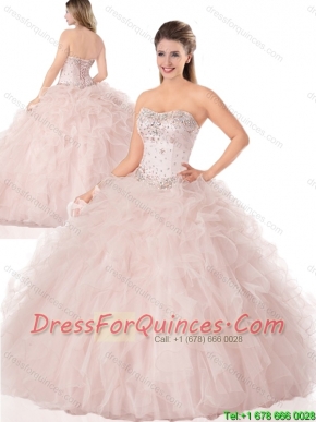 Beautiful Beading Baby Pink Quinceanera Dresses for 2016 Spring