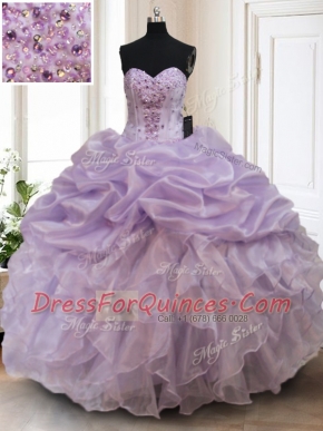 Graceful Floor Length Ball Gowns Sleeveless Lavender Sweet 16 Dress Lace Up