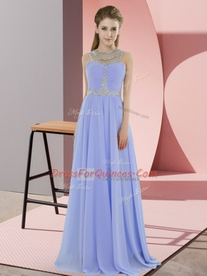 Chiffon Sleeveless Floor Length Prom Dresses and Beading