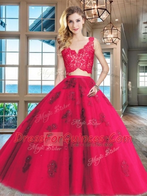 Comfortable Tulle Sleeveless Floor Length Sweet 16 Quinceanera Dress and Lace and Appliques