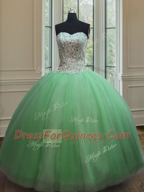 Free and Easy Sleeveless Floor Length Beading Lace Up Quinceanera Dress with