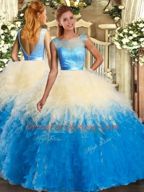 Multi-color Sleeveless Ruffles Floor Length Sweet 16 Dresses