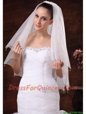 Beautiful Beading Tulle Bridal Veil For Wedding