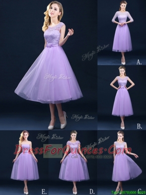 Exclusive A Line Tulle Lavender Prom Dresses in Tea Length