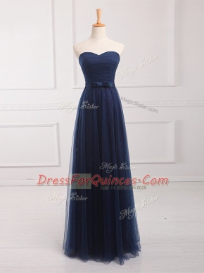 Exquisite Navy Blue Sweetheart Lace Up Belt Quinceanera Dama Dress Sleeveless