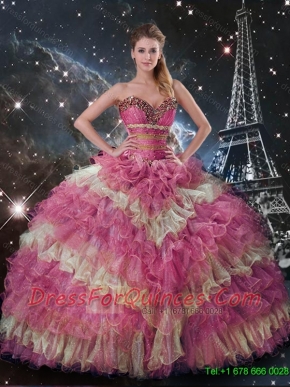 Classical Multi Color Quinceanera Dresses with Beading and Ruffled Layers 2016