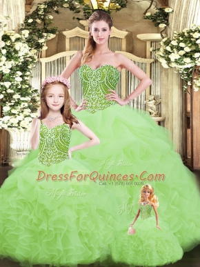 Sleeveless Lace Up Floor Length Ruffles Sweet 16 Dress