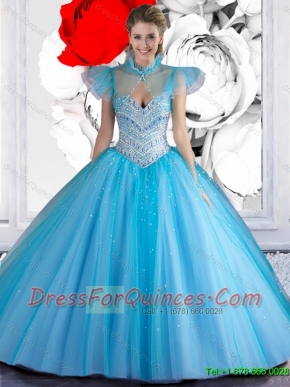 2016 New Arrival Sweetheart Beaded Quinceanera Dresses in Baby Blue