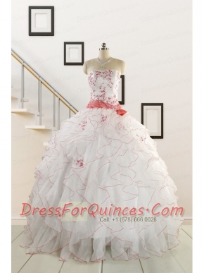 2015 Elegant Sweetheart Quinceanera Dresses with Appliques and Belt
