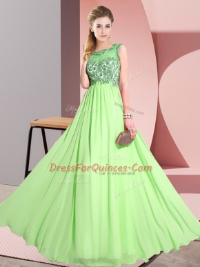 Romantic Floor Length Empire Sleeveless Court Dresses for Sweet 16 Backless