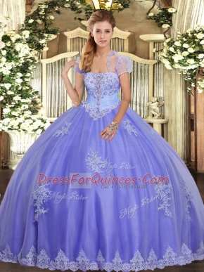 Floor Length Ball Gowns Sleeveless Lavender Quince Ball Gowns Lace Up
