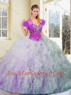 Exquisite Multi Color Sweet 16 Dresses with Beading and Ruffles