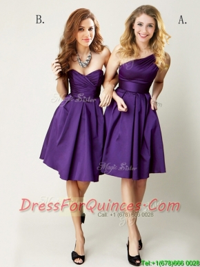 Top Selling Mini Length Ruching Dama Dresses in Purple