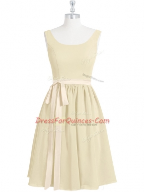 Pretty Mini Length Light Yellow Homecoming Dress Scoop Sleeveless Zipper
