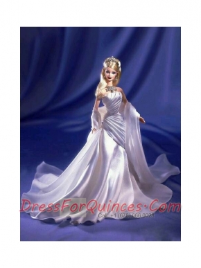 Ruching Elastic Woven Satin Princess Barbie Doll Dress