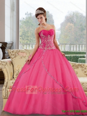 Classical Sweetheart Floor Length 2015 Quinceanera Gown with Appliques