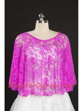 Hot Pink Beading Lace Hot Sale Wraps for 2015