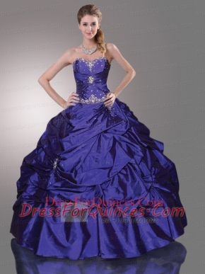 Appliques Sweetheart Taffeta 2015 Sweet 16 Dress with Pick-ups