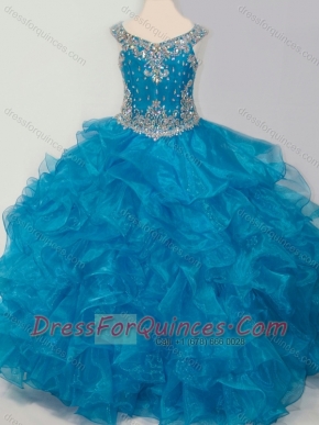New Style Baby Blue Mini Quinceanera Dress with Beading and Ruffles