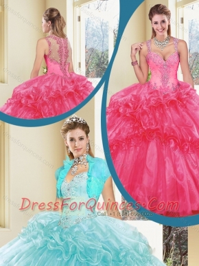 2016 Gorgeous Straps Beading Quinceanera Dresses with Ruffles