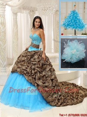 Modern Brush Train Quinceanera Dresses in Multi Color