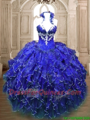 Hot Sale Applique and Ruffled Quinceanera Dress in Royal Blue