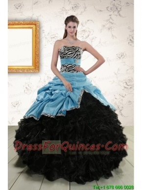 Luxurious Ruffles 2015 Quinceanera Dresses with Zebra and Belt