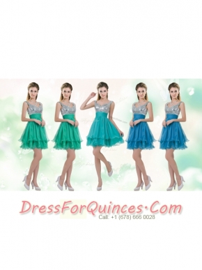 Fashionable Straps Short Bridesmaid Dresses with Sequins for 2016