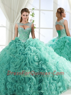 Lovely Sweetheart Beaded Detachable Sweet 16 Dresses with Rolling Flower