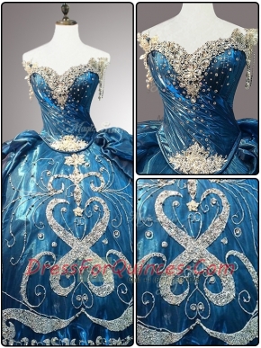 New Style Sweetheart Beading Teal Quinceanera Dresses for 2016