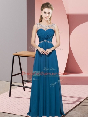 Flirting Sleeveless Backless Floor Length Beading Homecoming Dress