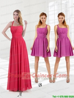 Halter Empire 2015 Coral Red Prom Dresses with Ruching