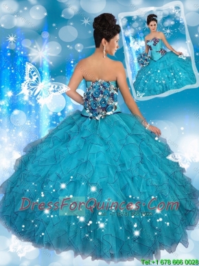 2016 Pretty Strapless Quinceanera Dresses with Appliques and Ruffles