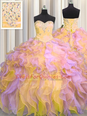 Smart Multi-color Sleeveless Organza Lace Up Quinceanera Dresses for Military Ball and Sweet 16 and Quinceanera