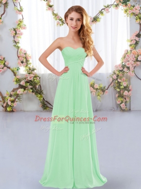 Sleeveless Lace Up Floor Length Ruching Damas Dress