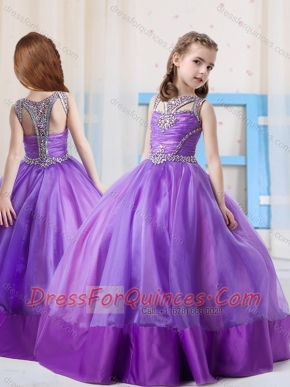 Fashionable Ball Gowns Scoop Side Zipper Little Girl Pageant Dress in Side Zipper