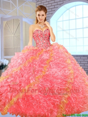 Fashionable Beading Multi Color Sweet 16 Dresses with Ball Gown