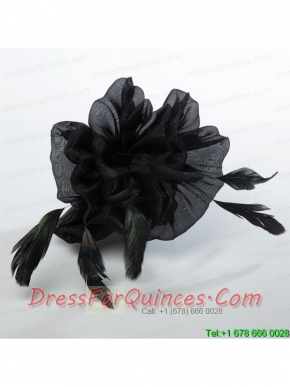 Affrodable Black Organza Fascinators with Feather
