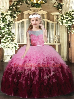 Ruffles Girls Pageant Dresses Multi-color Backless Sleeveless Floor Length