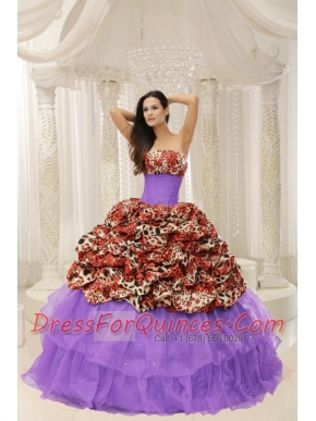 Fashionable Organza Leopard Quinceanera Dress With Beaded Decorate In New Styles