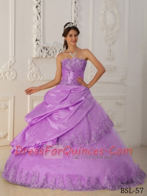 Lovely Lavender A-Line Lace-up Sweetheart Floor-length Taffeta and Tulle Beading Beautiful Quinceanera Dress